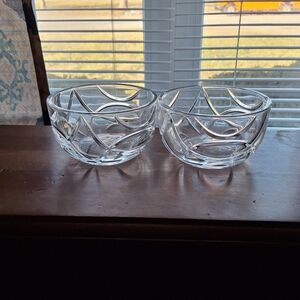 2 Ralph Lauren Royalton Crystal Bowl 6” RL Nut Candy Bowl Heavy Cut Arcs